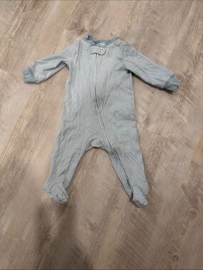 Carter's Light Blue & White Striped Footed One-Piece